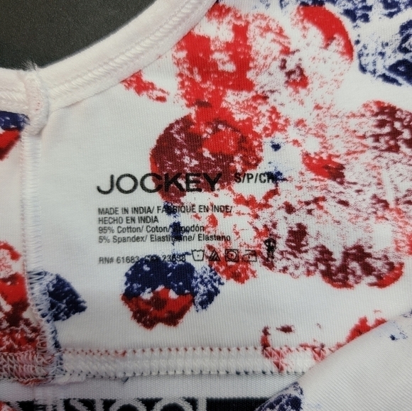 𝅺Jockey Floral Bralette No Padding Red White Blue Size Small - Picture 7 of 7